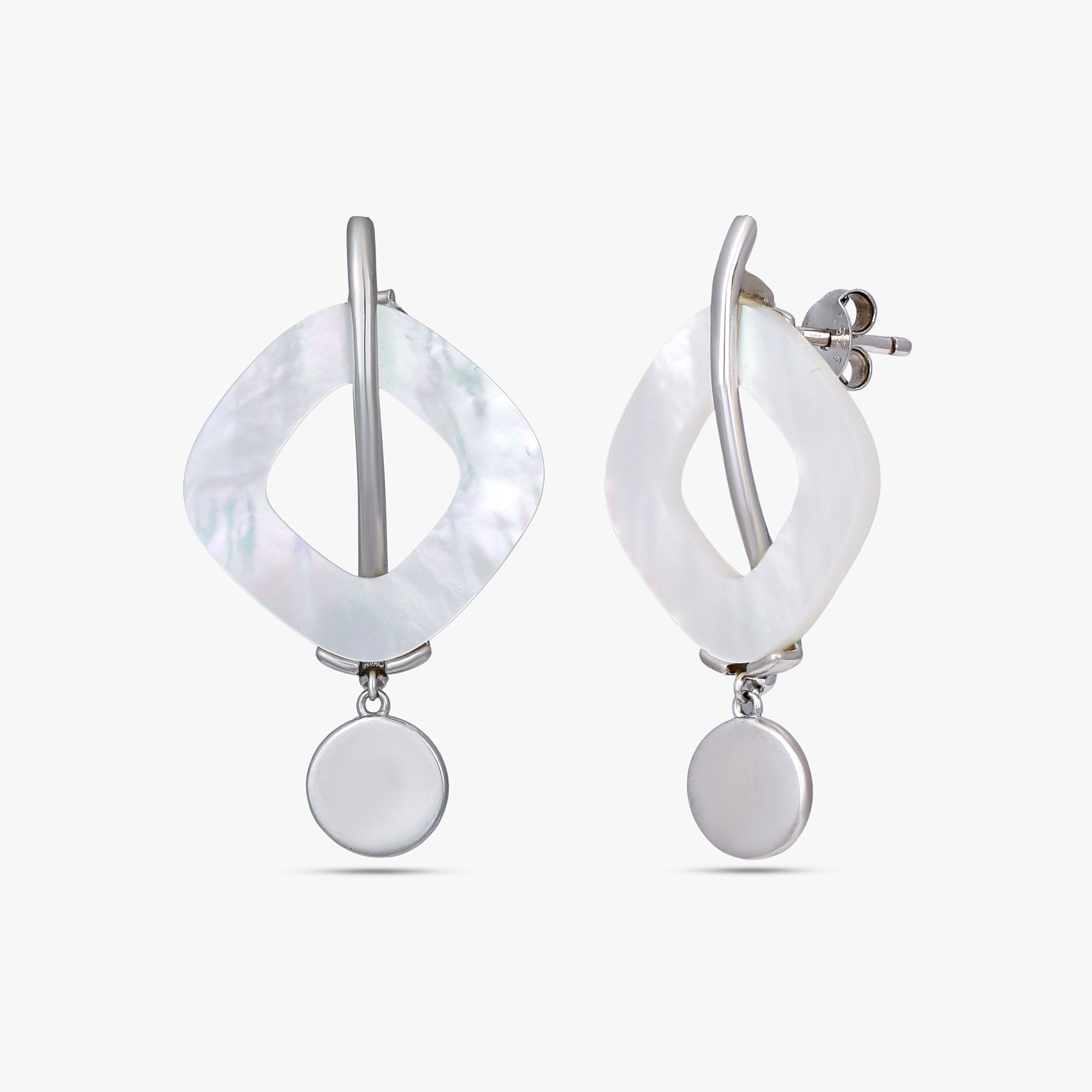 Silver Diamond-Frame Shell Drops