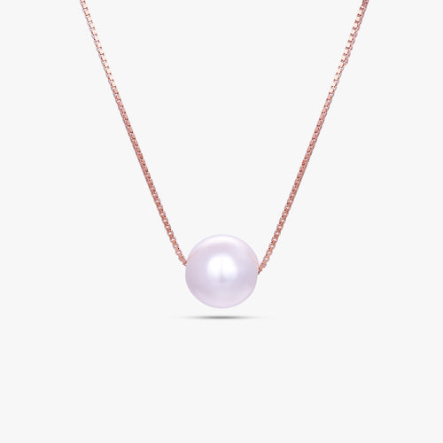 Load image 1 in gallery view. Floating Pearl Solitaire Necklace