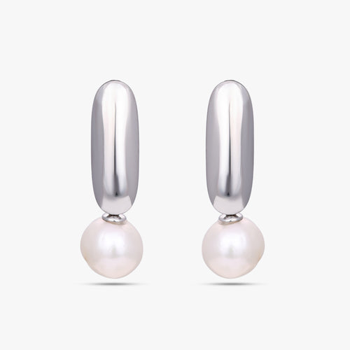Load image 1 in gallery view. Signature Sterling  Pearl Earrings