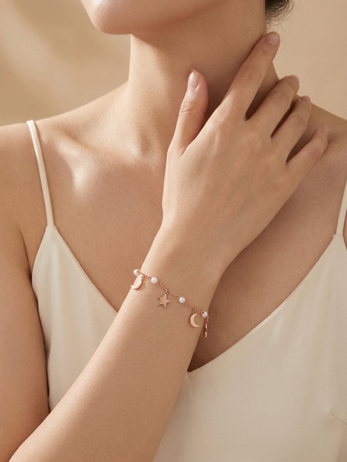 Celestial Pearl Charm Bracelet