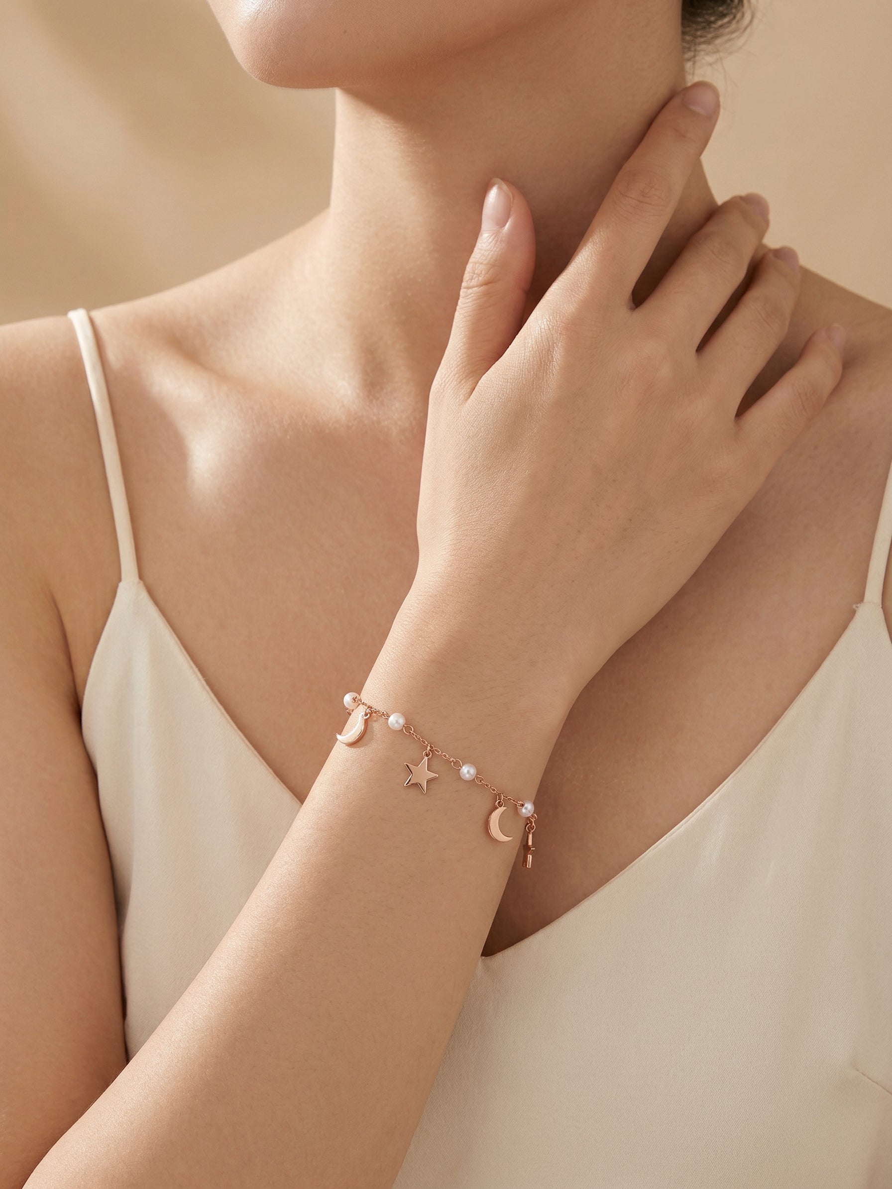 Celestial Pearl Charm Bracelet