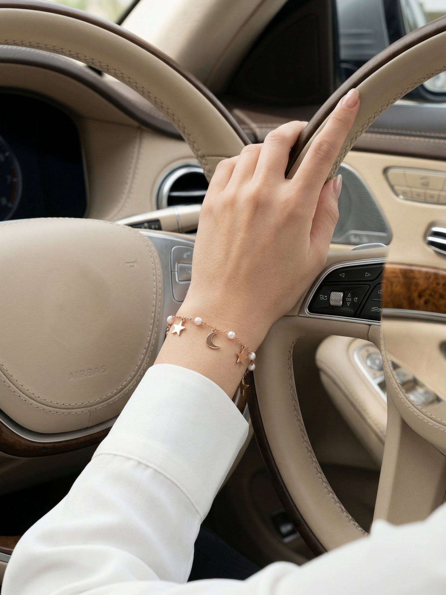 Celestial Pearl Charm Bracelet