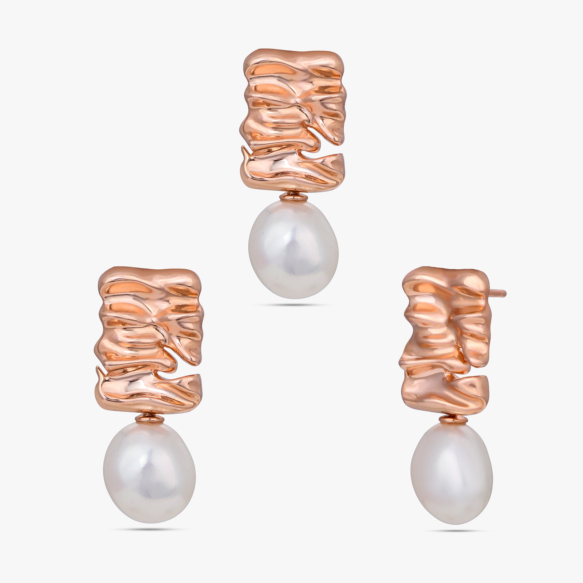 Pearl Wave Earring Set