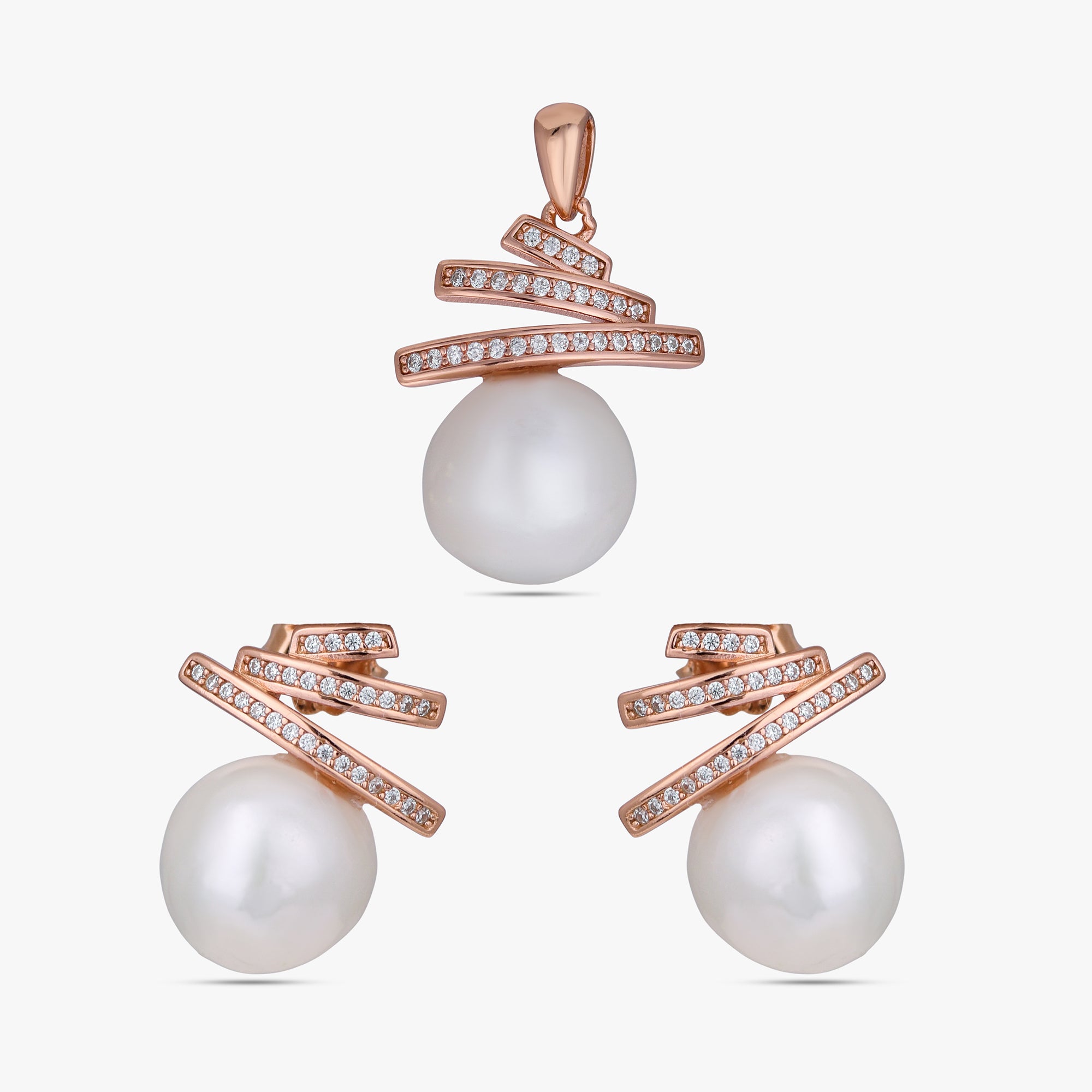 Silver Pearl Spiral Set