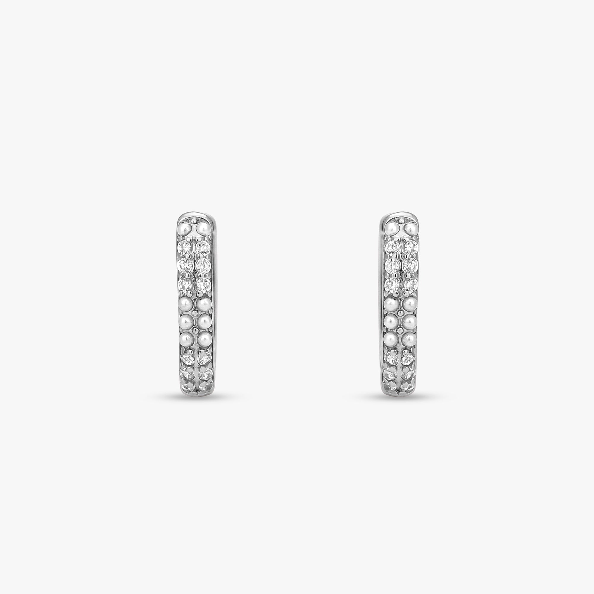 Pearl Crystal Huggie Hoops