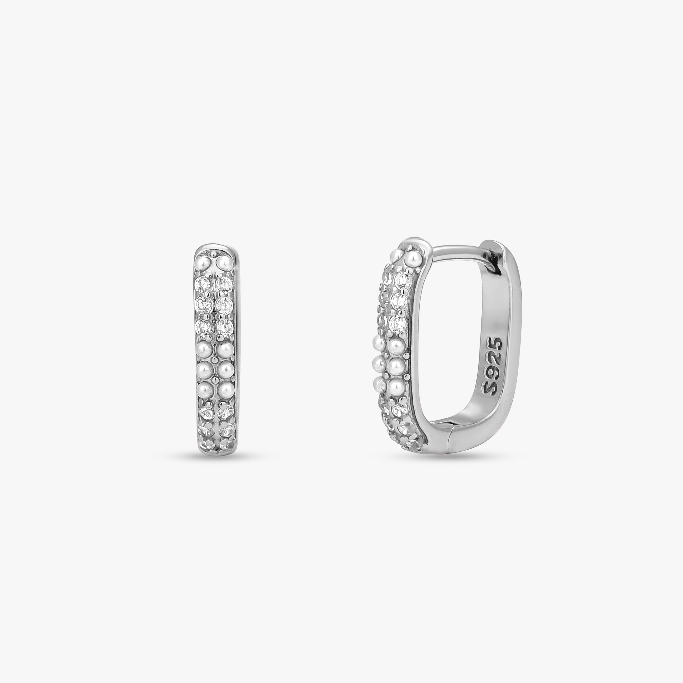 Pearl Crystal Huggie Hoops
