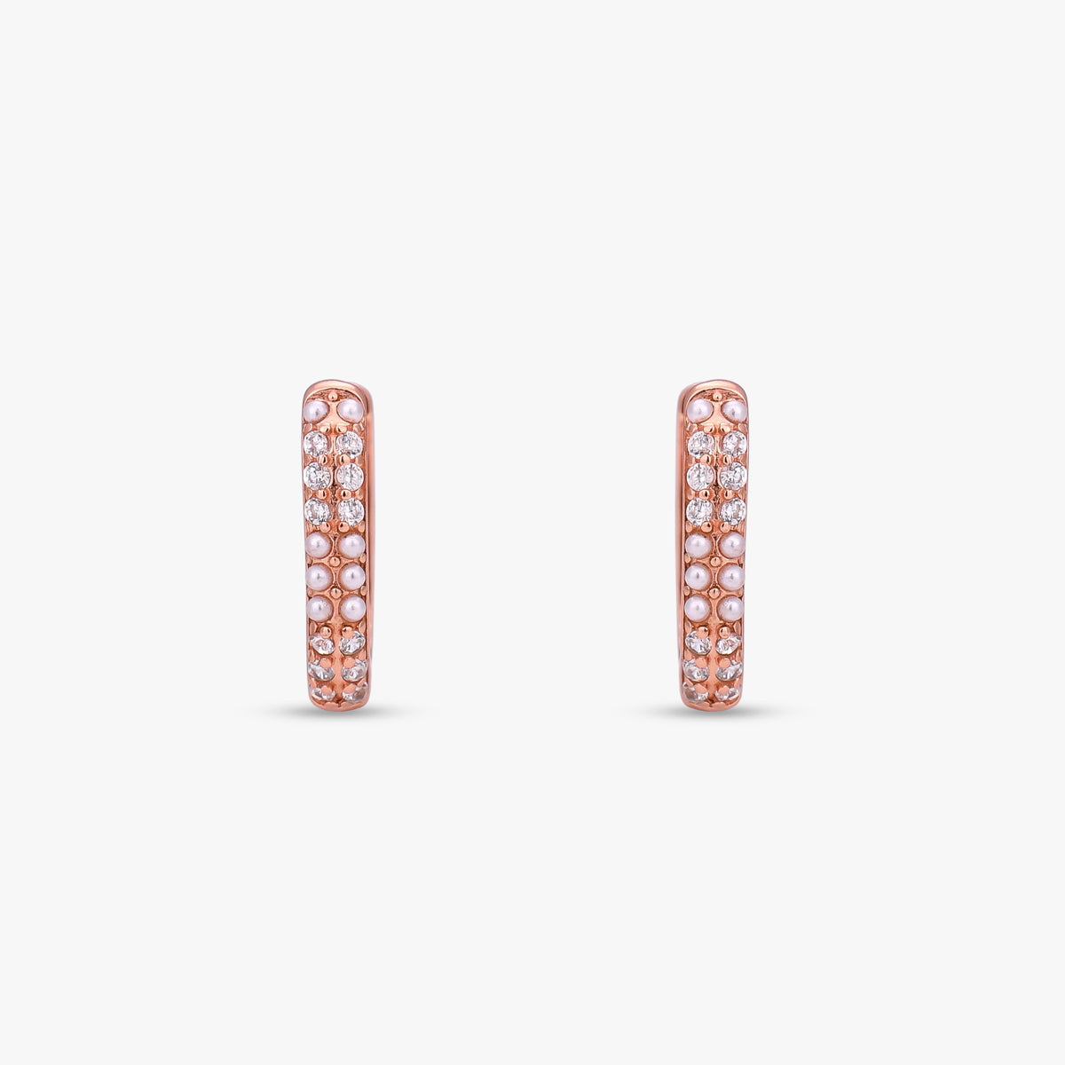 Pearl Crystal Huggie Hoops