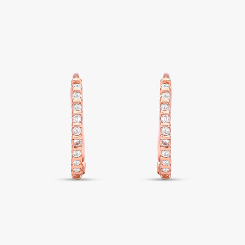 Load image 1 in gallery view. Diamond Accented Huggie Hoops