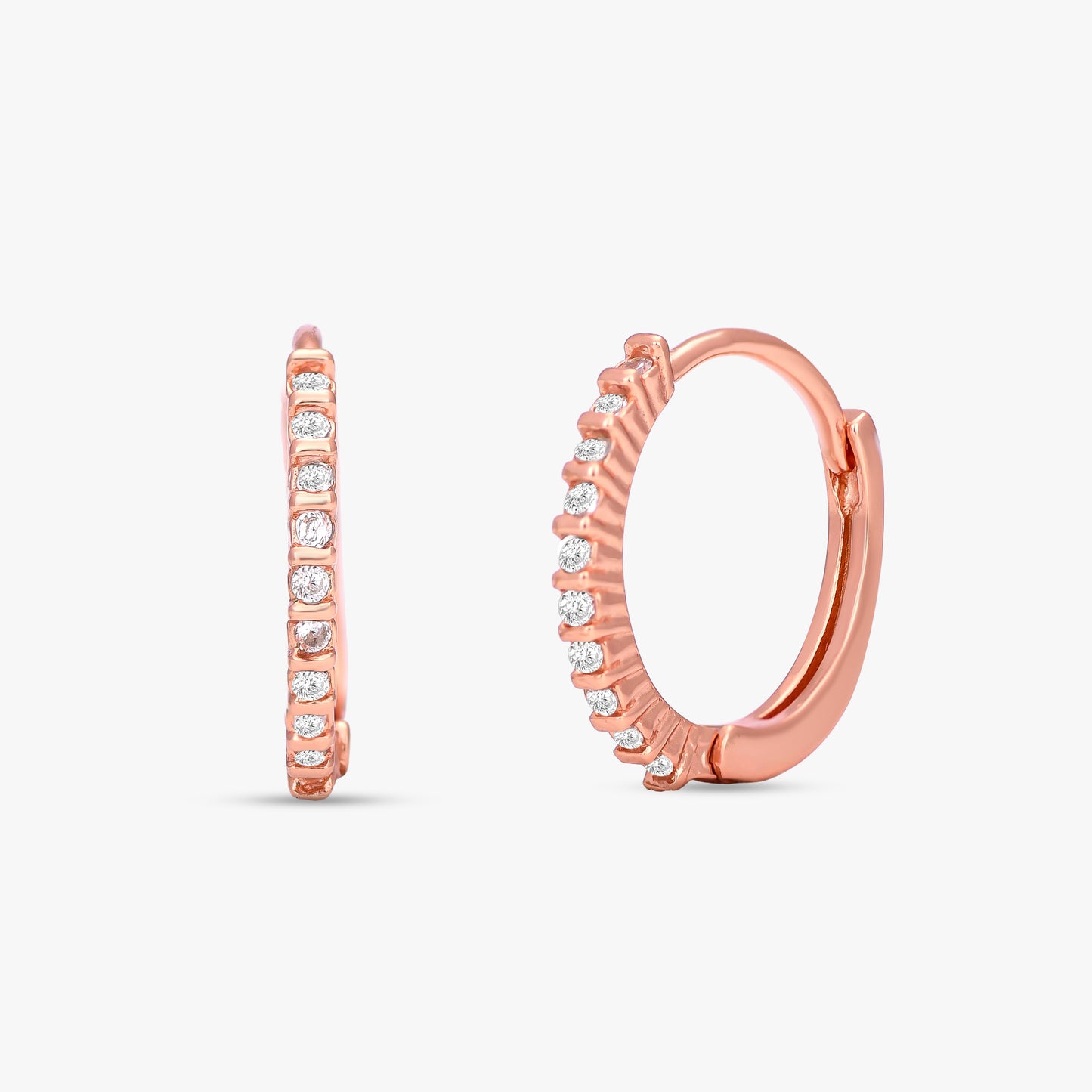 Diamond Accented Huggie Hoops