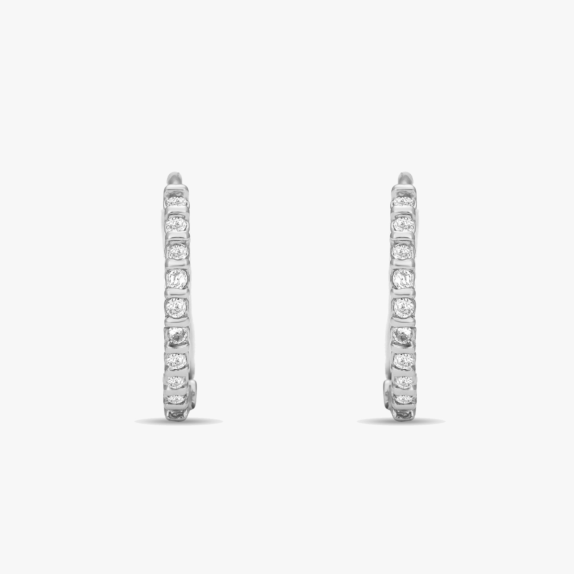Diamond Accented Huggie Hoops