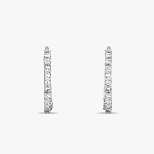 Load image 1 in gallery view. Diamond Accented Huggie Hoops