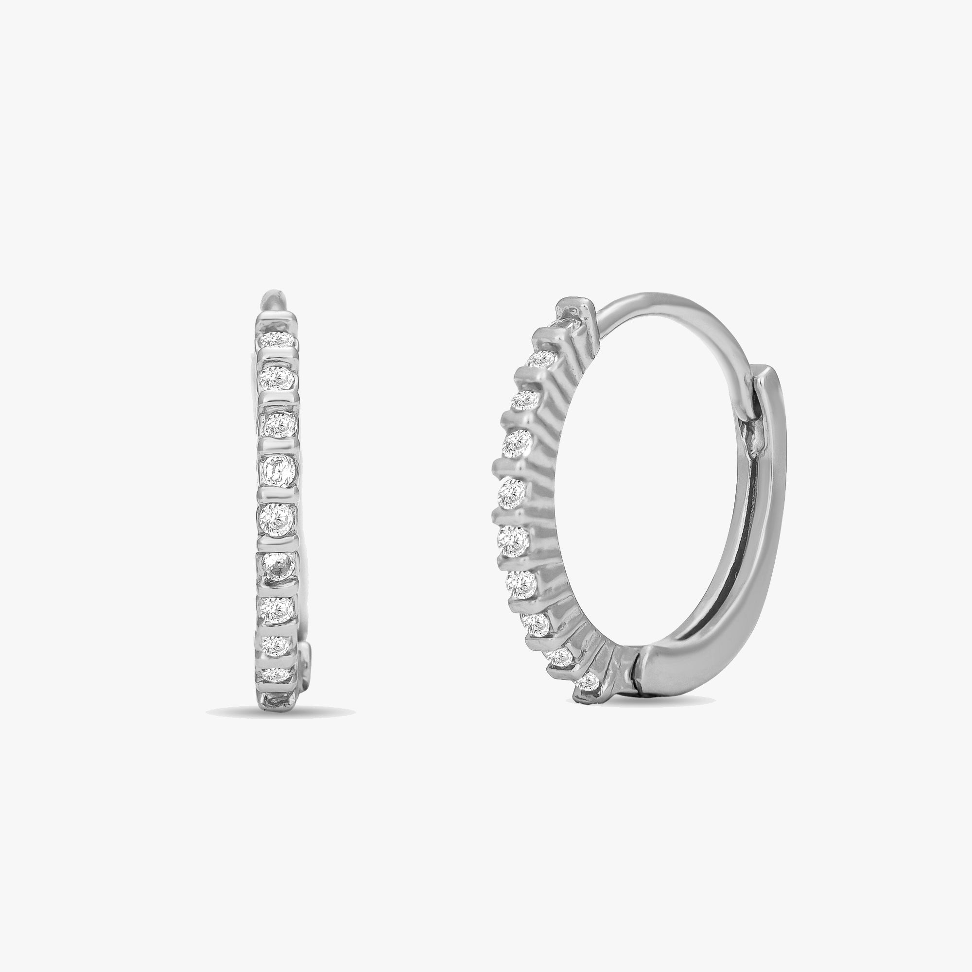 Diamond Accented Huggie Hoops