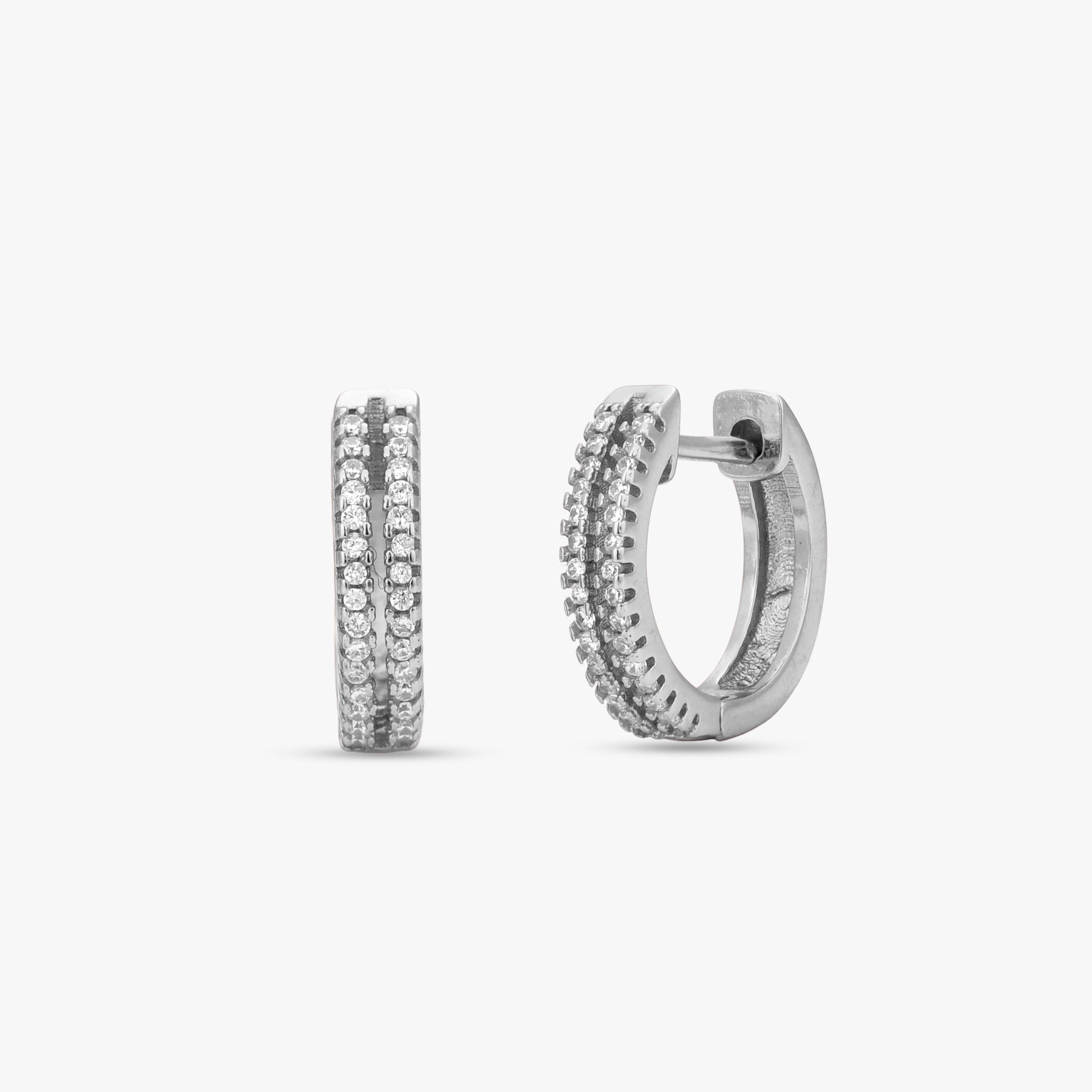 Rose Gold & Silver Pave Hoops