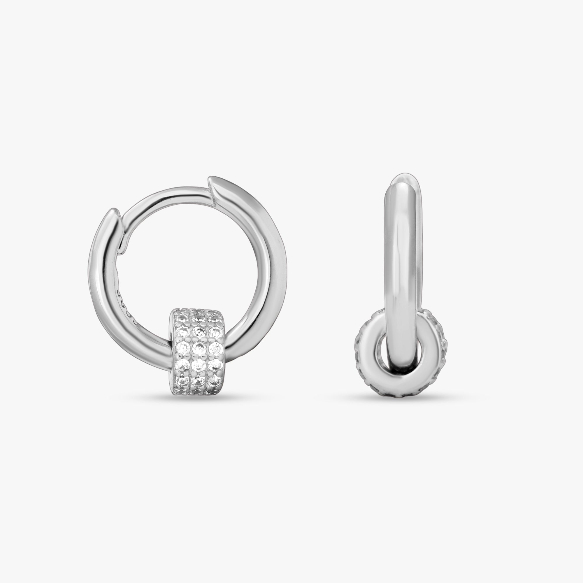 Pave Charm Huggie Earrings