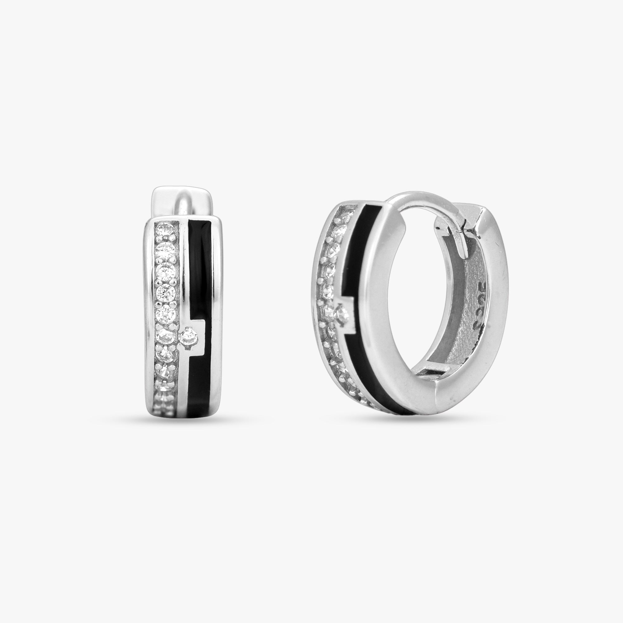 Modern Inlay Huggie Earrings