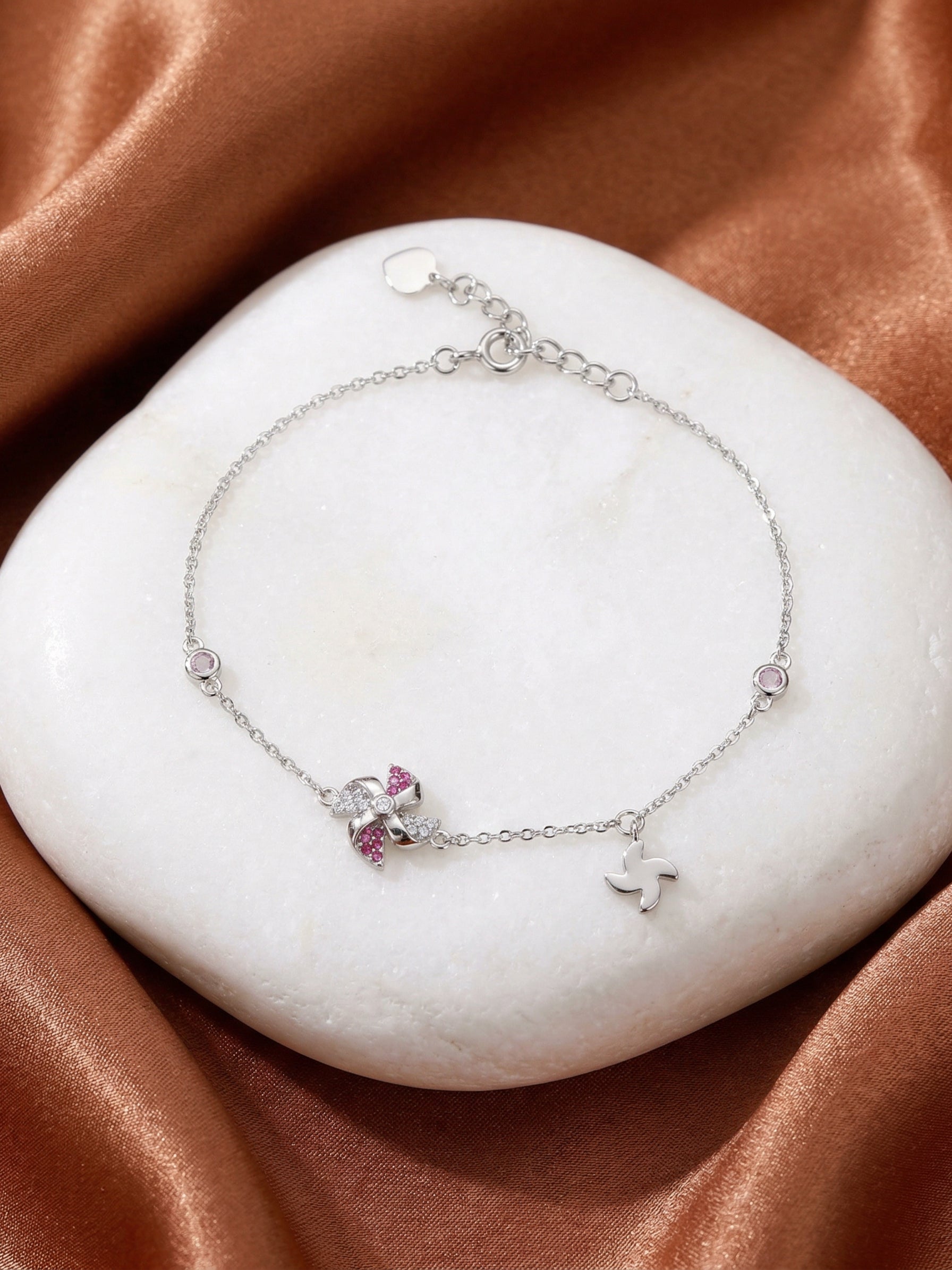Sparkling Silver Pinwheel Bracelet