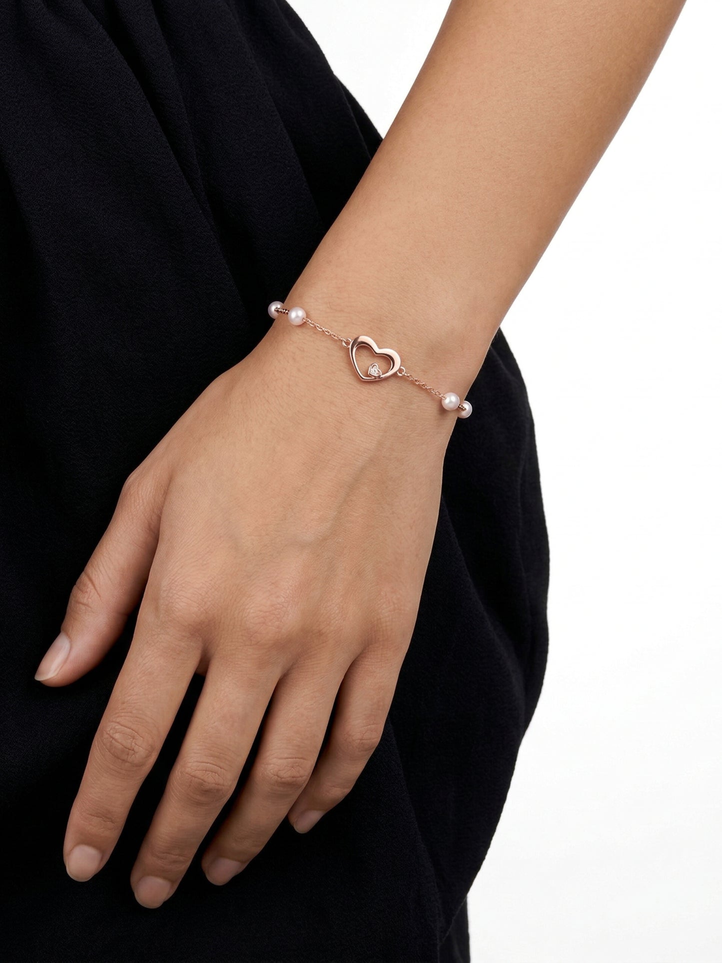 Heart & Pearl Chain Bracelet
