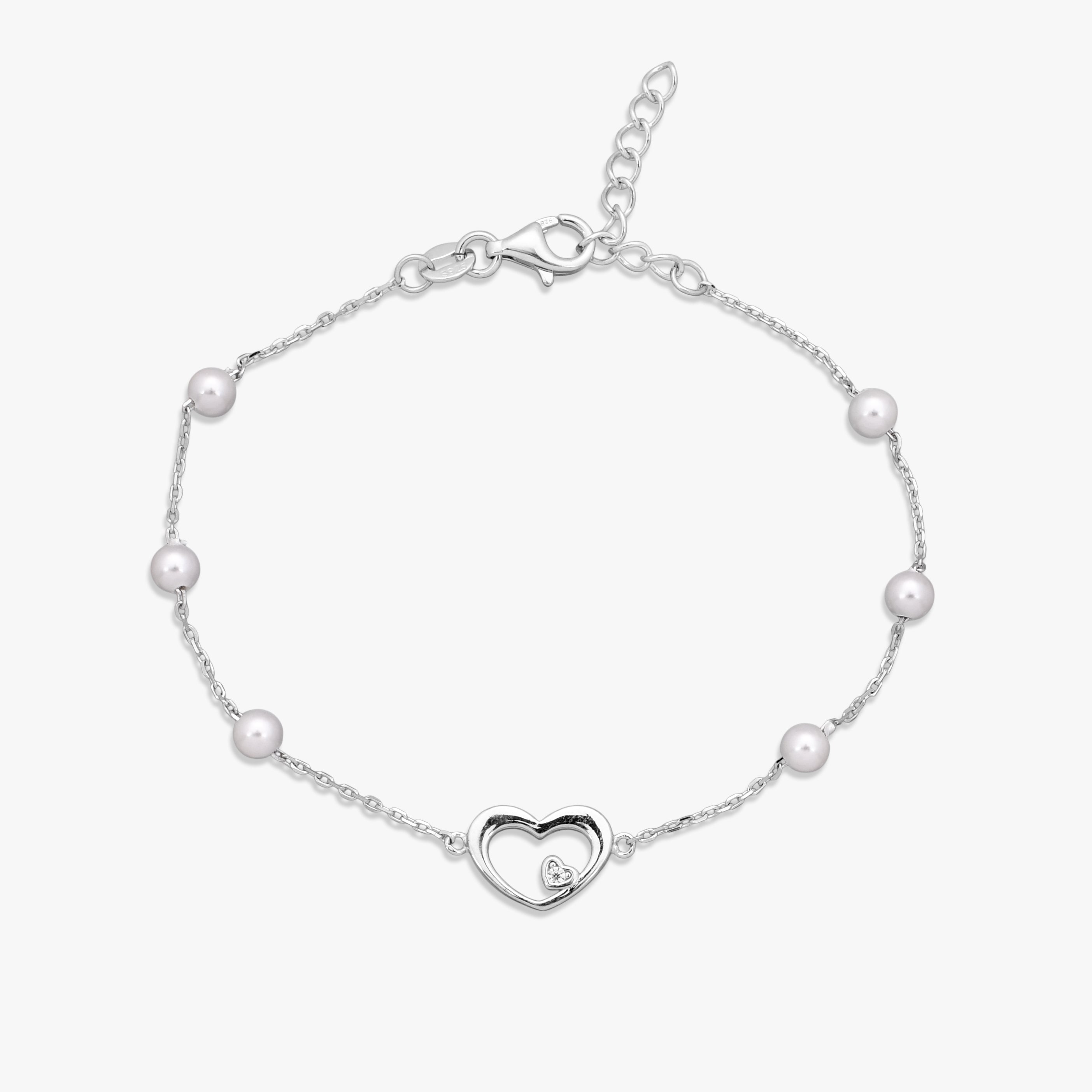 Heart & Pearl Chain Bracelet