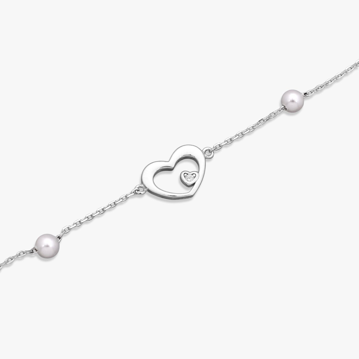 Heart & Pearl Chain Bracelet