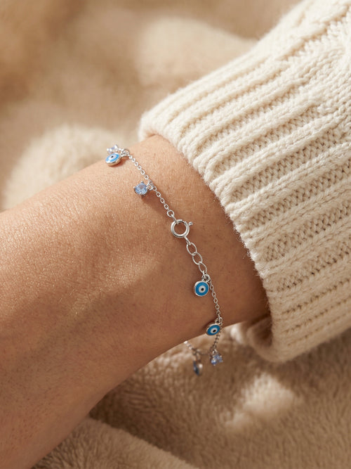 Load image 1 in gallery view. Silver Evil Eye Bracelet