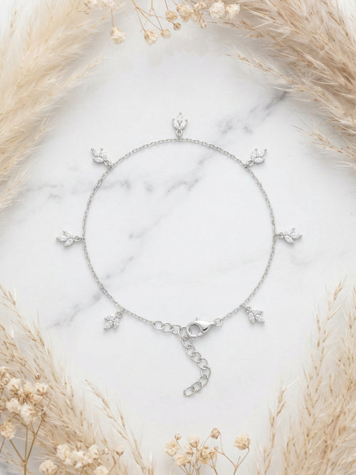 Load image 1 in gallery view. Marquise Cluster Charm Bracelet