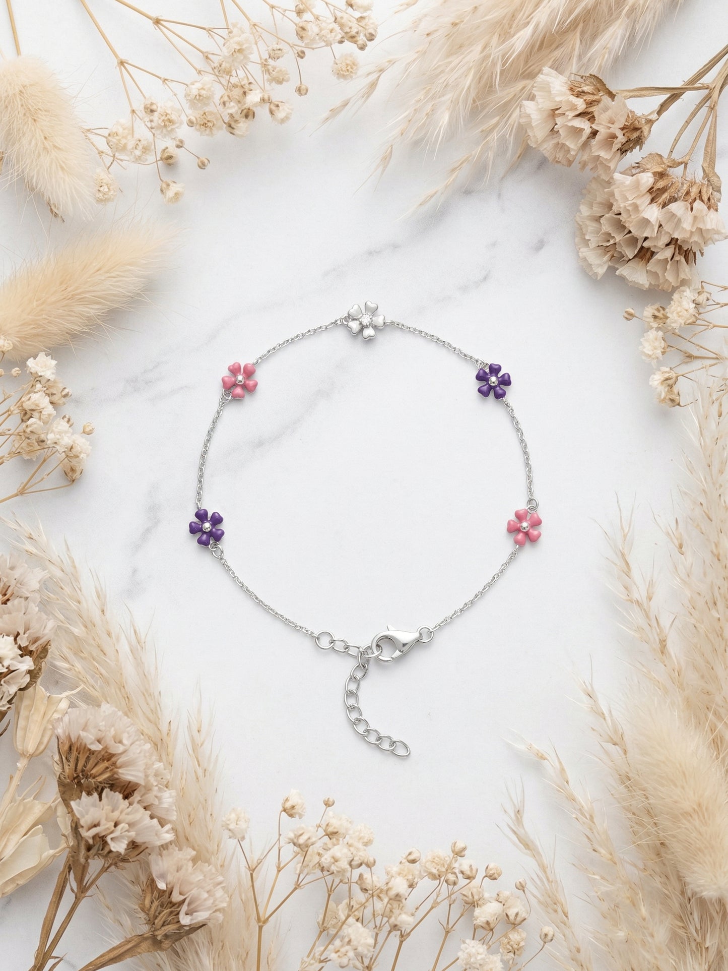 Enamel Flower Chain Bracelet
