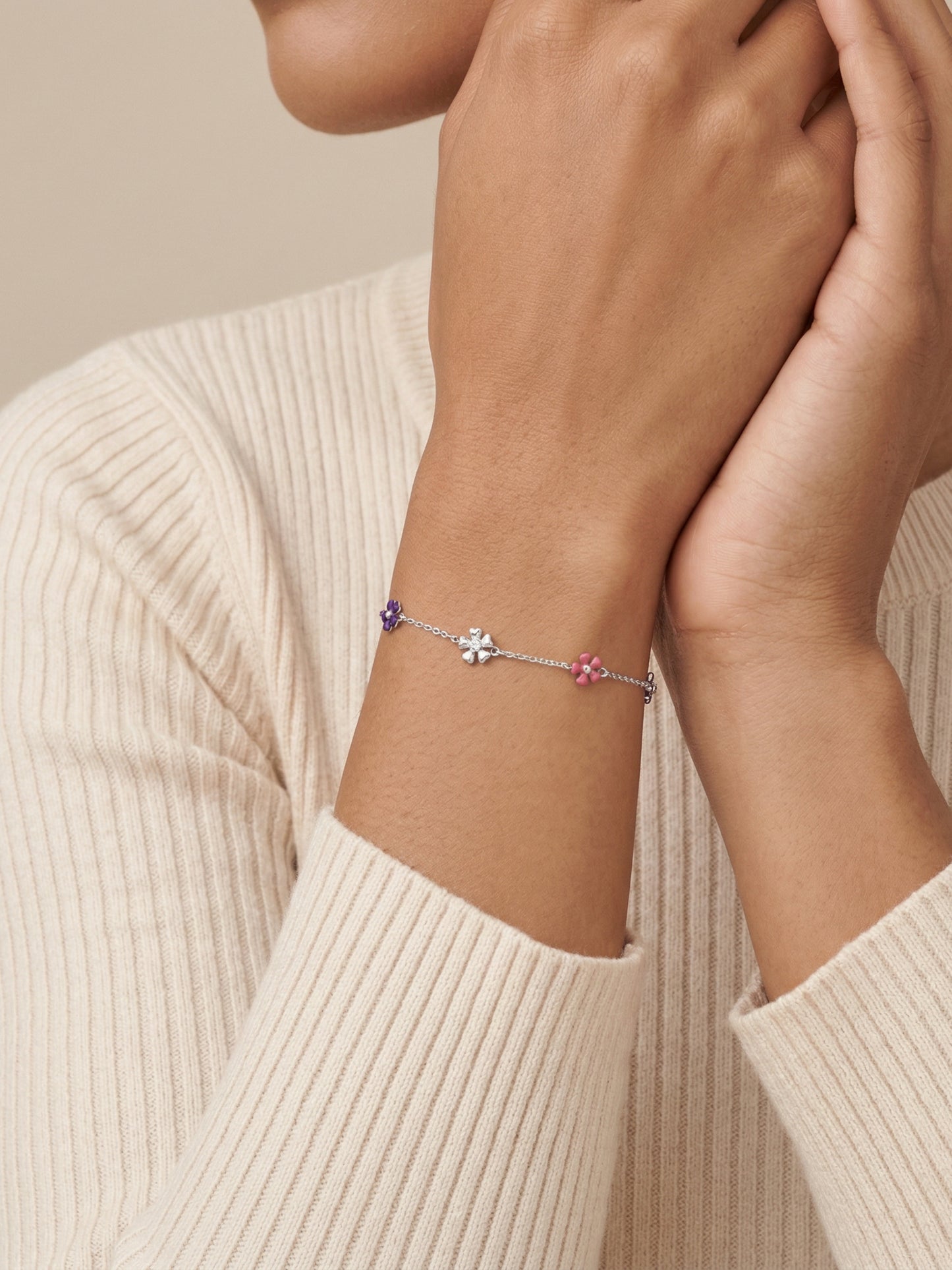 Enamel Flower Chain Bracelet