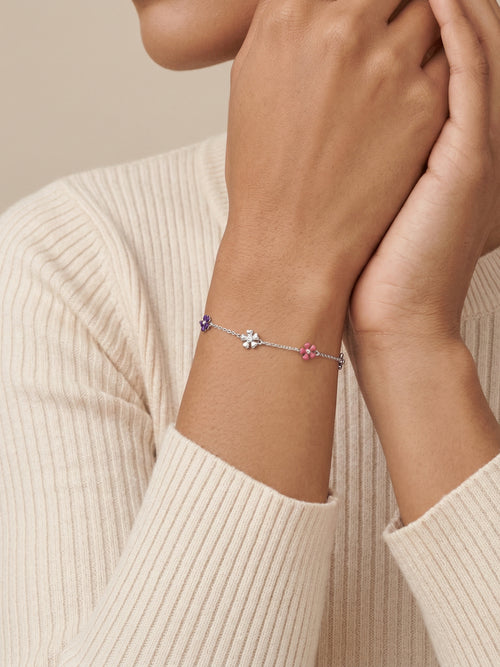 Load image 1 in gallery view. Enamel Flower Chain Bracelet