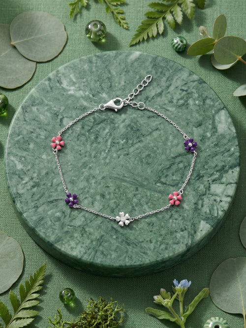 Load image 1 in gallery view. Enamel Flower Chain Bracelet