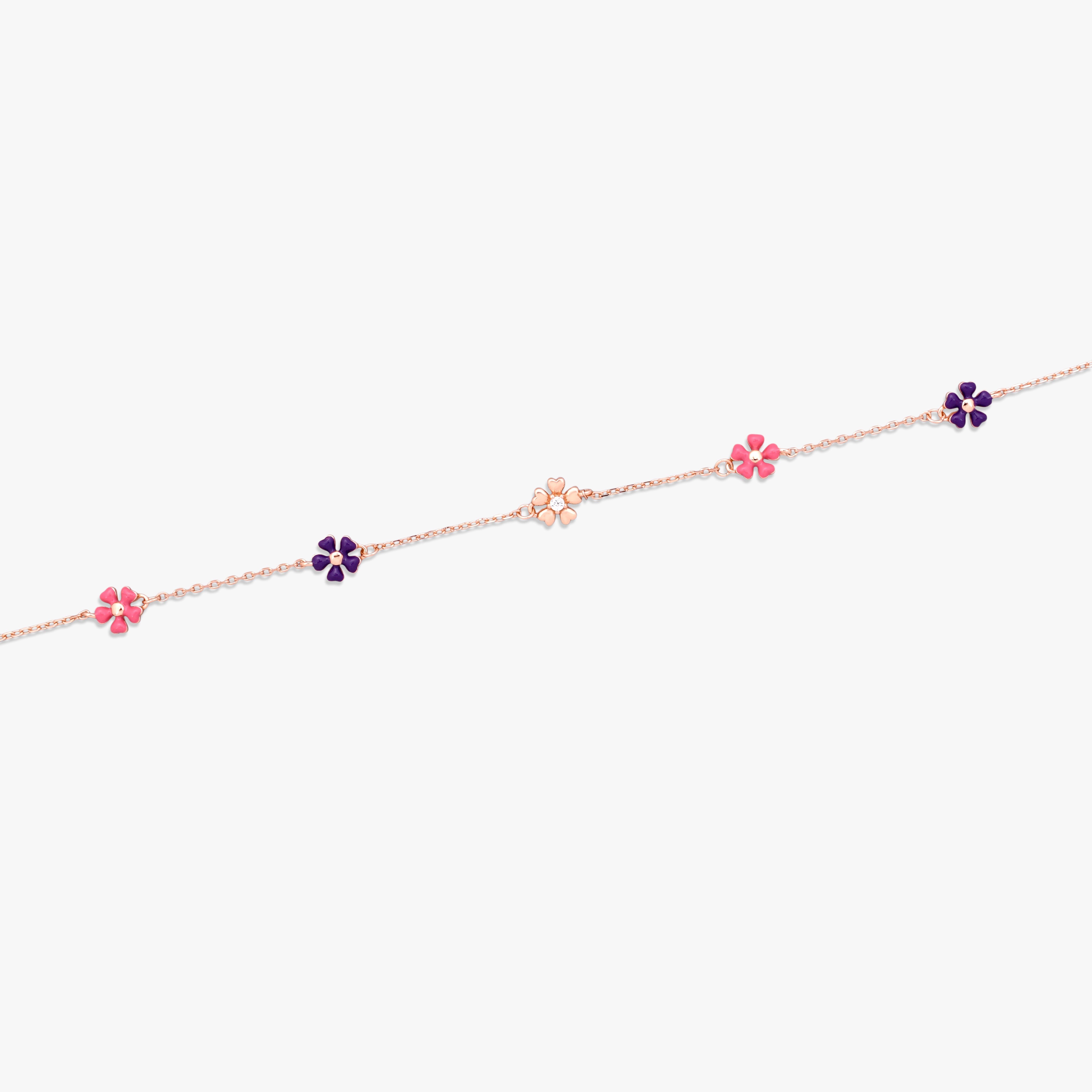 Enamel Flower Chain Bracelet
