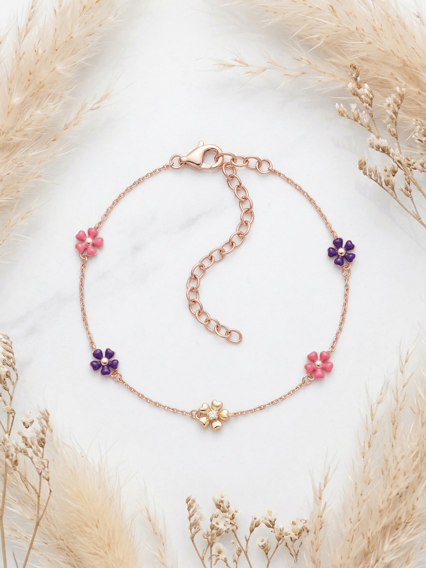 Enamel Flower Chain Bracelet