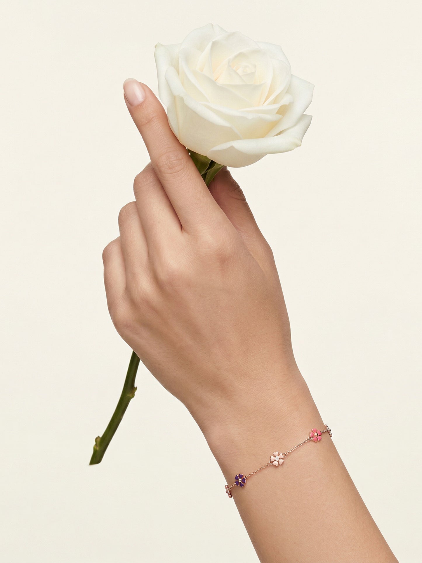 Enamel Flower Chain Bracelet