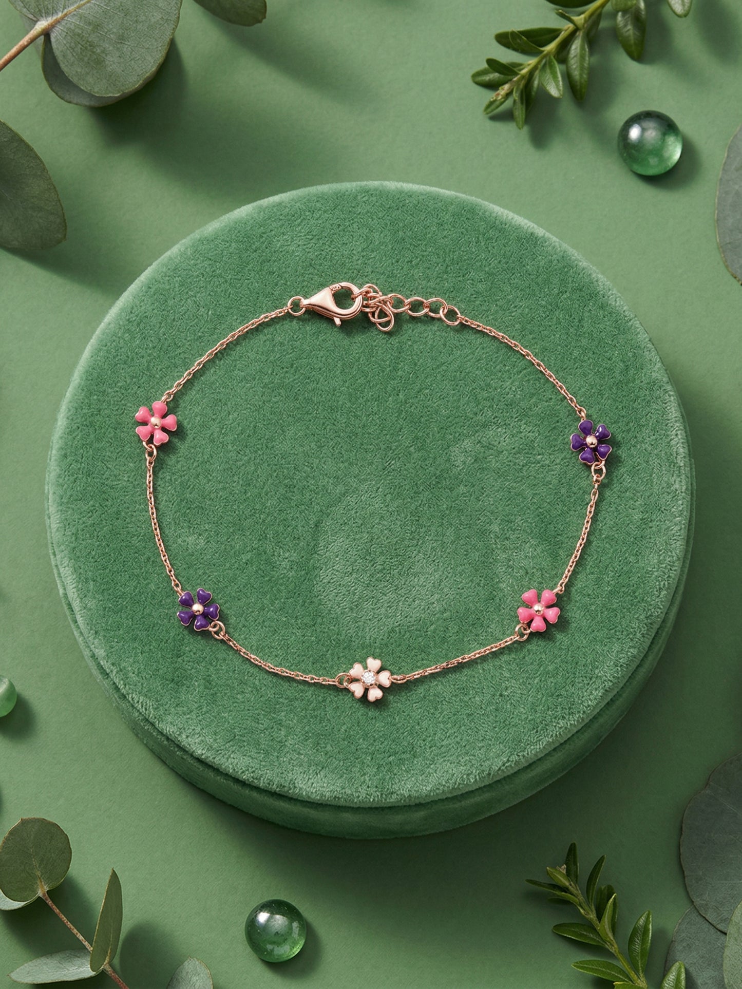 Enamel Flower Chain Bracelet