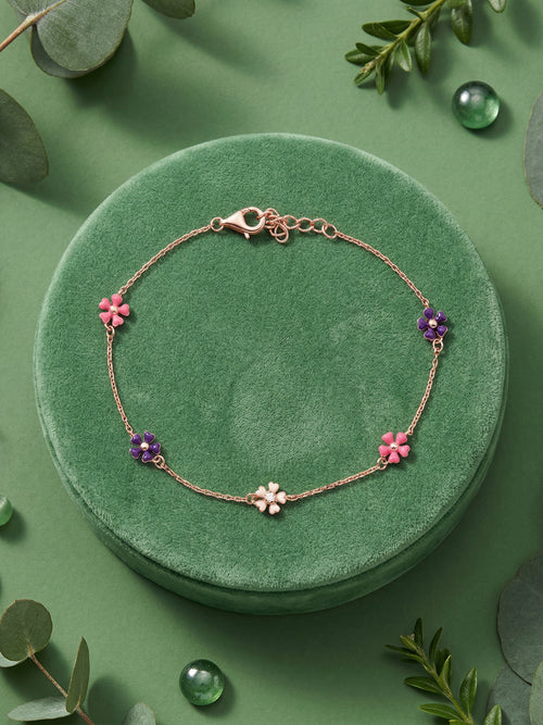 Load image 1 in gallery view. Enamel Flower Chain Bracelet