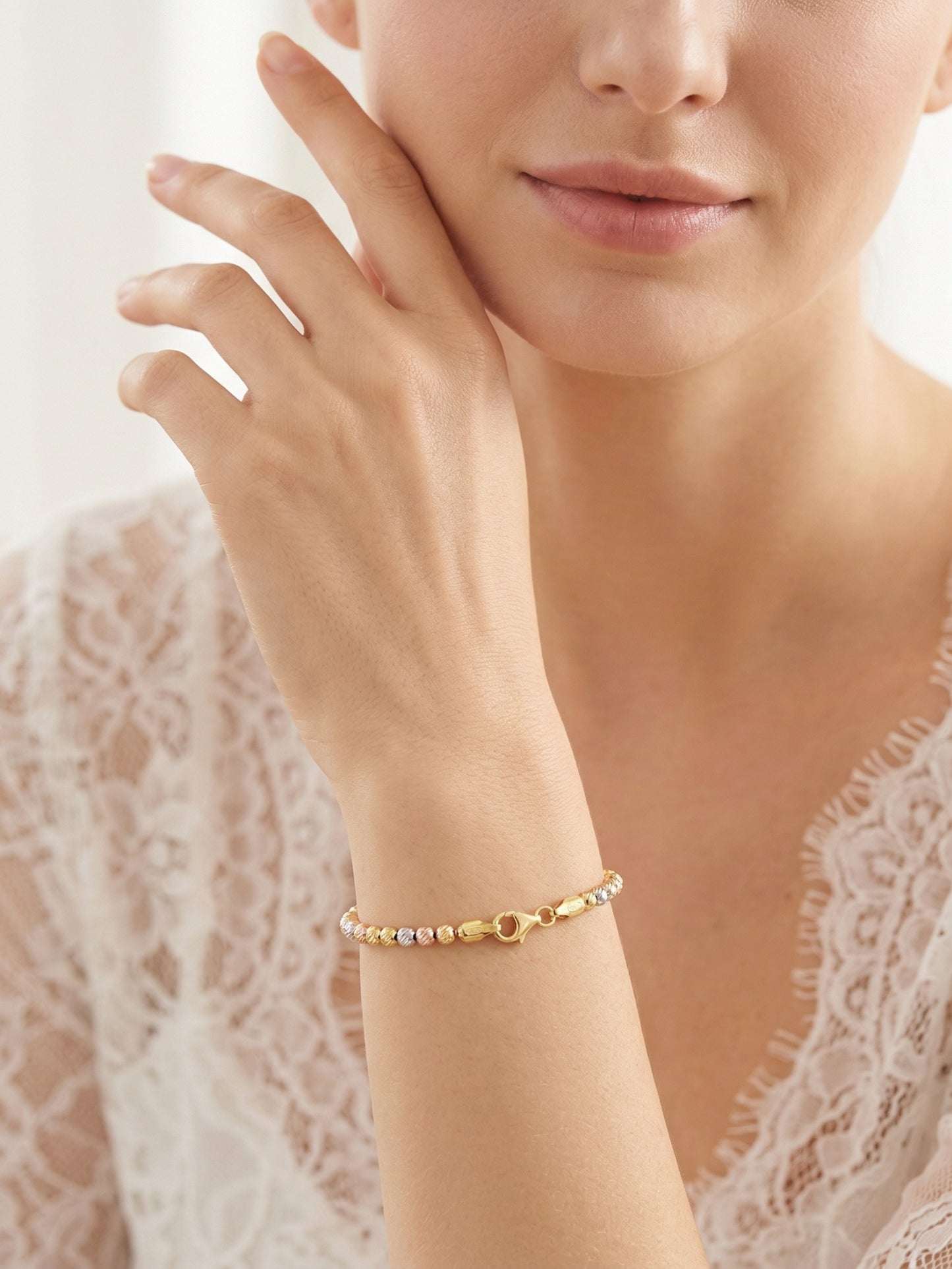 Tri-Color Moon-Cut Bracelet