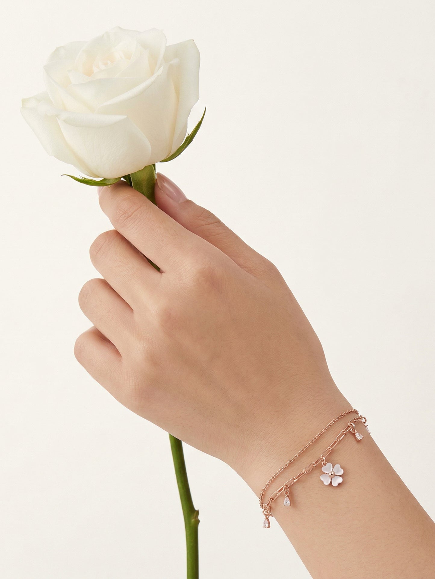 Floral Charm Double-Chain Bracelet