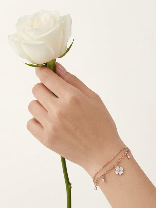 Load image 1 in gallery view. Floral Charm Double-Chain Bracelet