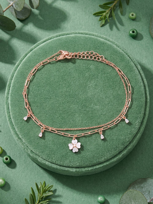 Load image 1 in gallery view. Floral Charm Double-Chain Bracelet
