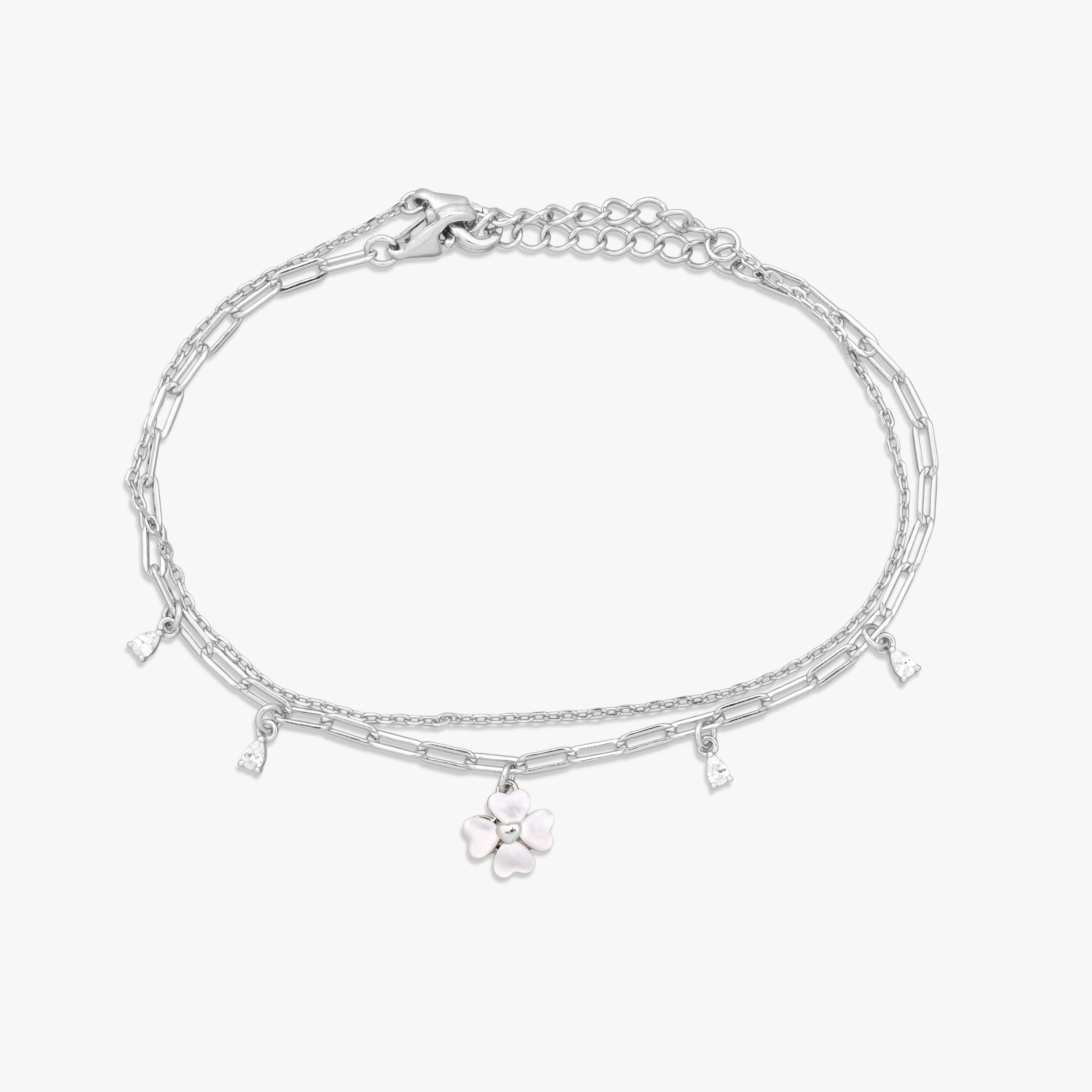 Floral Charm Double-Chain Bracelet