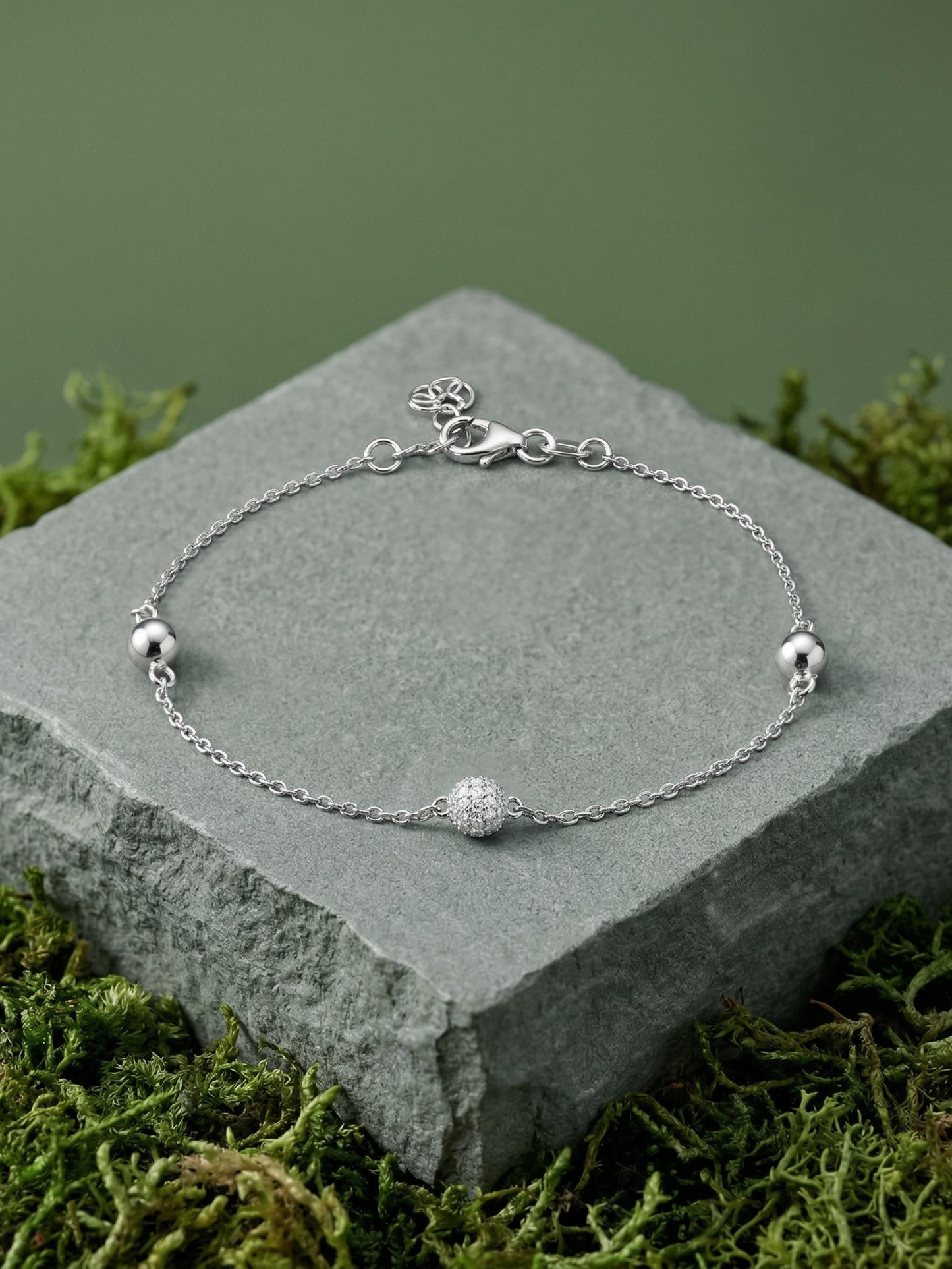 Silver Bead Charm Bracelet