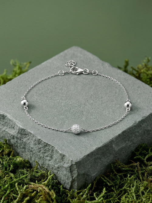 Load image 1 in gallery view. Silver Bead Charm Bracelet