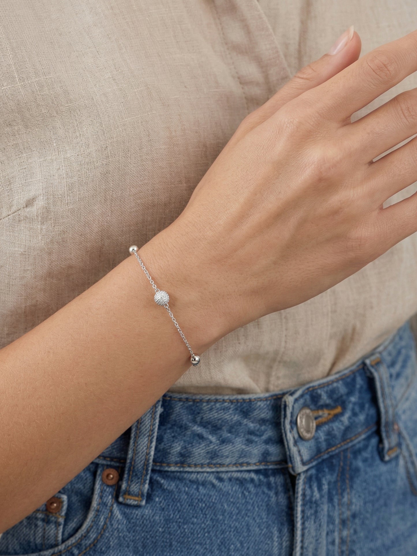 Silver Bead Charm Bracelet