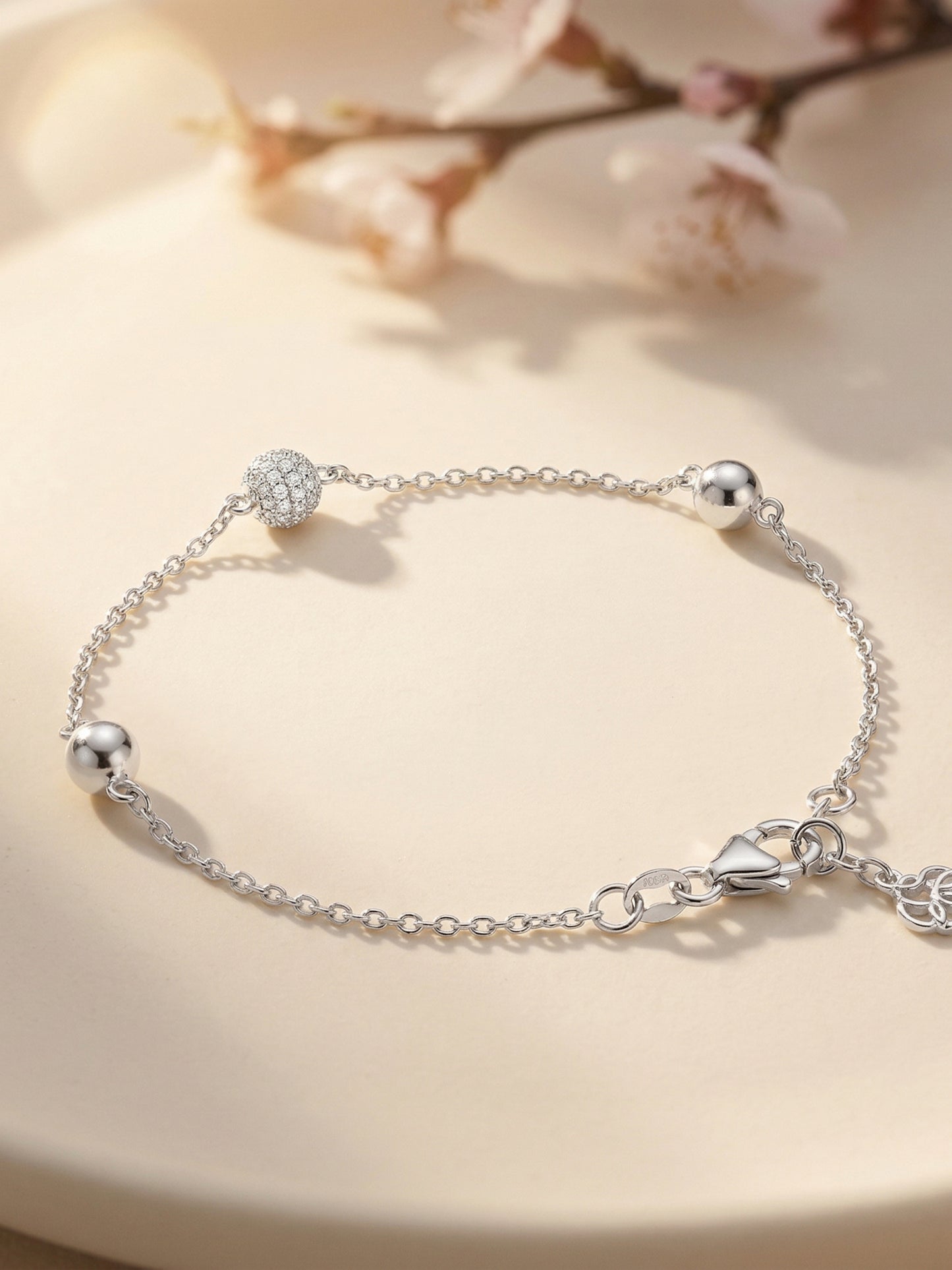 Silver Bead Charm Bracelet