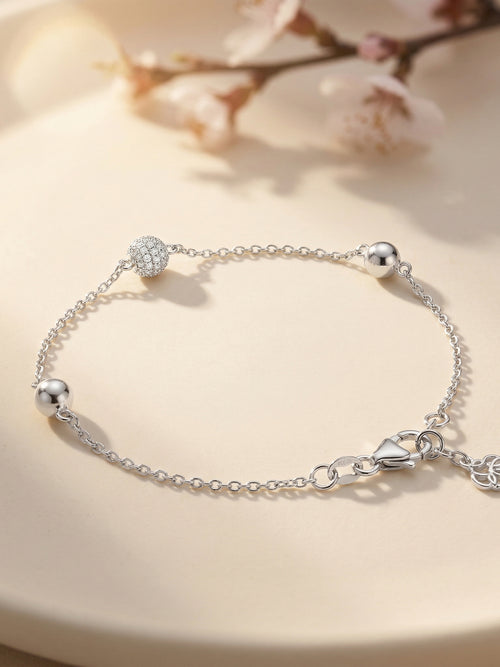 Load image 1 in gallery view. Silver Bead Charm Bracelet