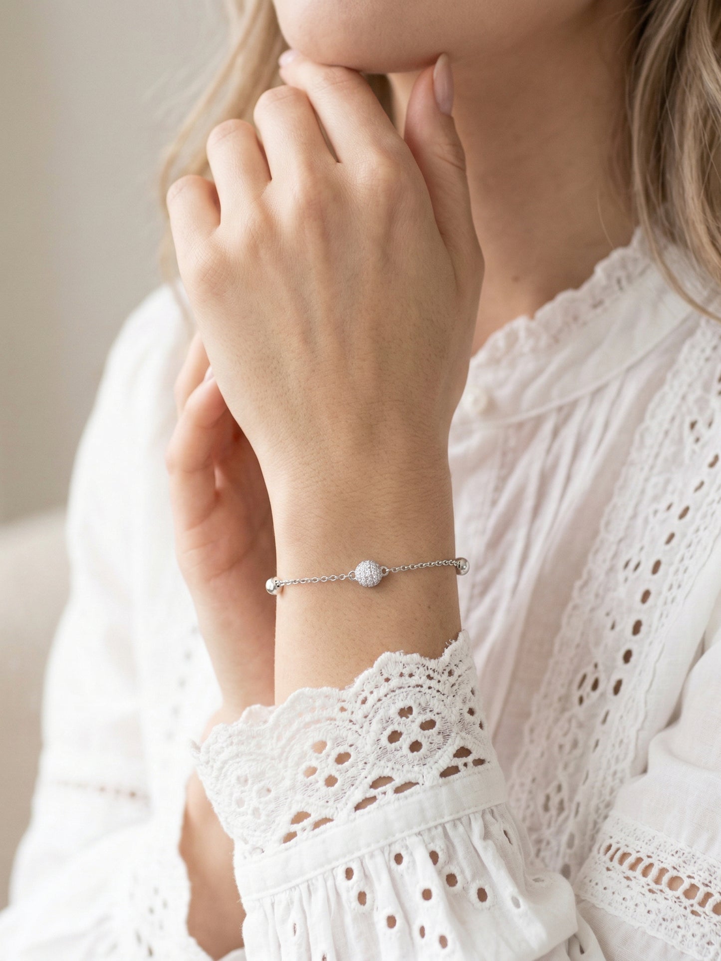 Silver Bead Charm Bracelet