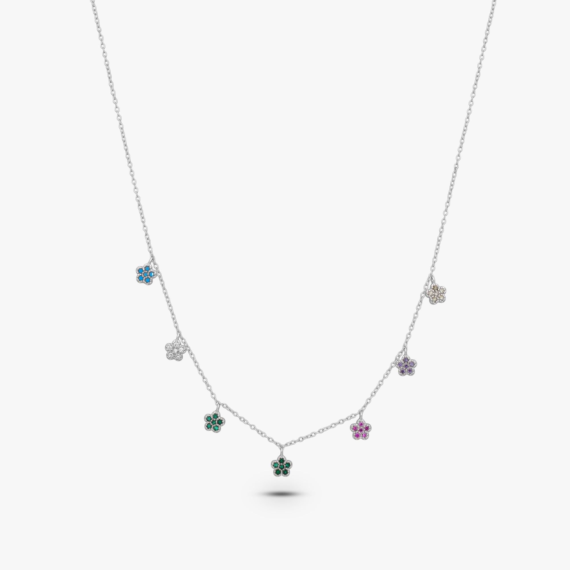 Pastel Meadow Floral Charm Necklace