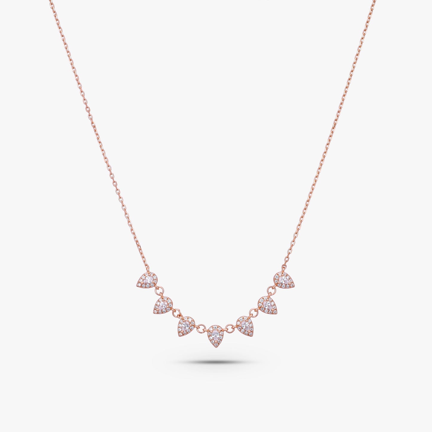 Pear Cut Seven Stone Silver Necklace