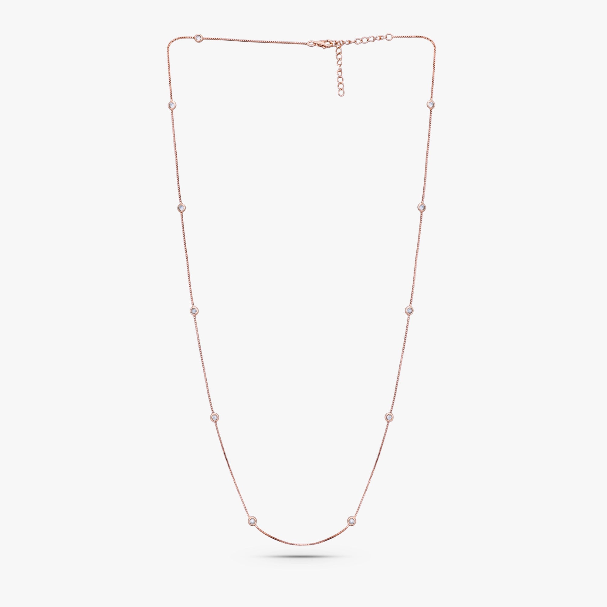 Timeless Sterling Silver Solitaire Station Necklace