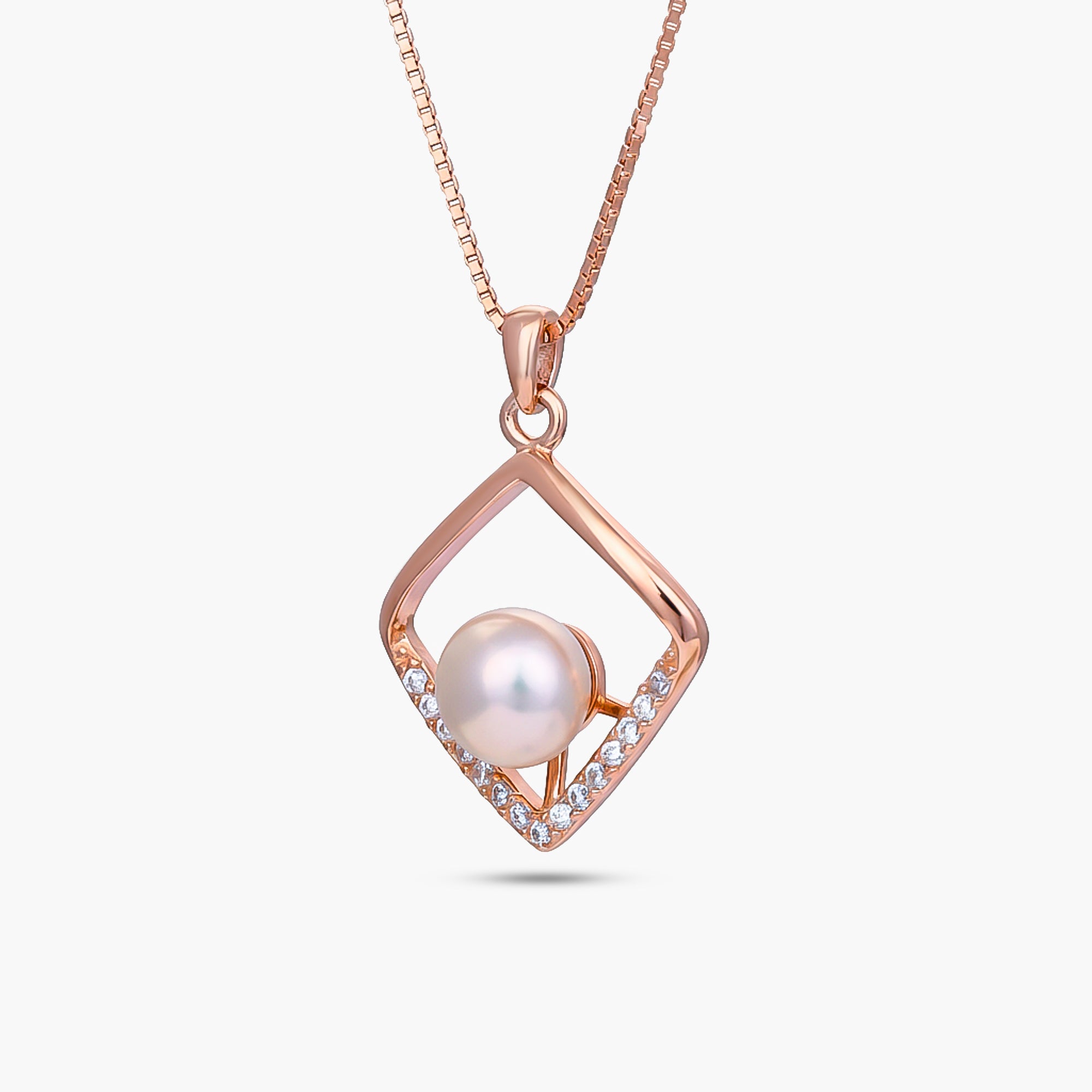 Crystal Accented Angular Pearl Necklace