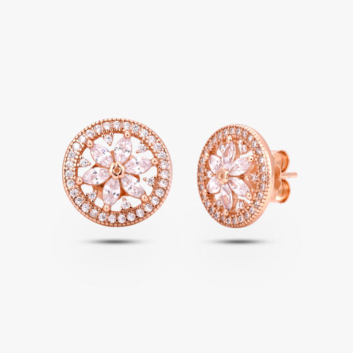 Load image 1 in gallery view. Radiant Flora Solitaire Earrings